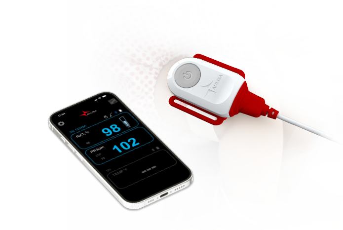 2nd Gen (24-Hour Battery) Guardian Angel GA1001 Lite Plus Digital Vital Sign Monitoring System - (GA-OM0018, Foam Strip Reusable Transmissive Oximeter Sensor) -Infant