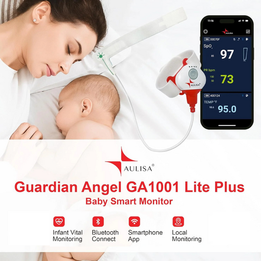 Gen 2 - Guardian Angel® GA1001 Lite Plus (6-Hour) - Local Monitoring (Via Bluetooth) System (GA-OM0018, Foam Strip) -Infant