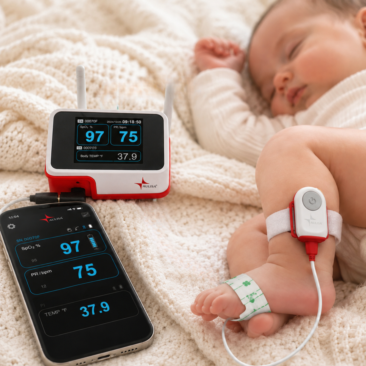 Gen 2 Guardian Angel® (24-Hour) GA1001 Lite Plus with NXP Gateway System - Remote Monitoring System with Gateway for Infants