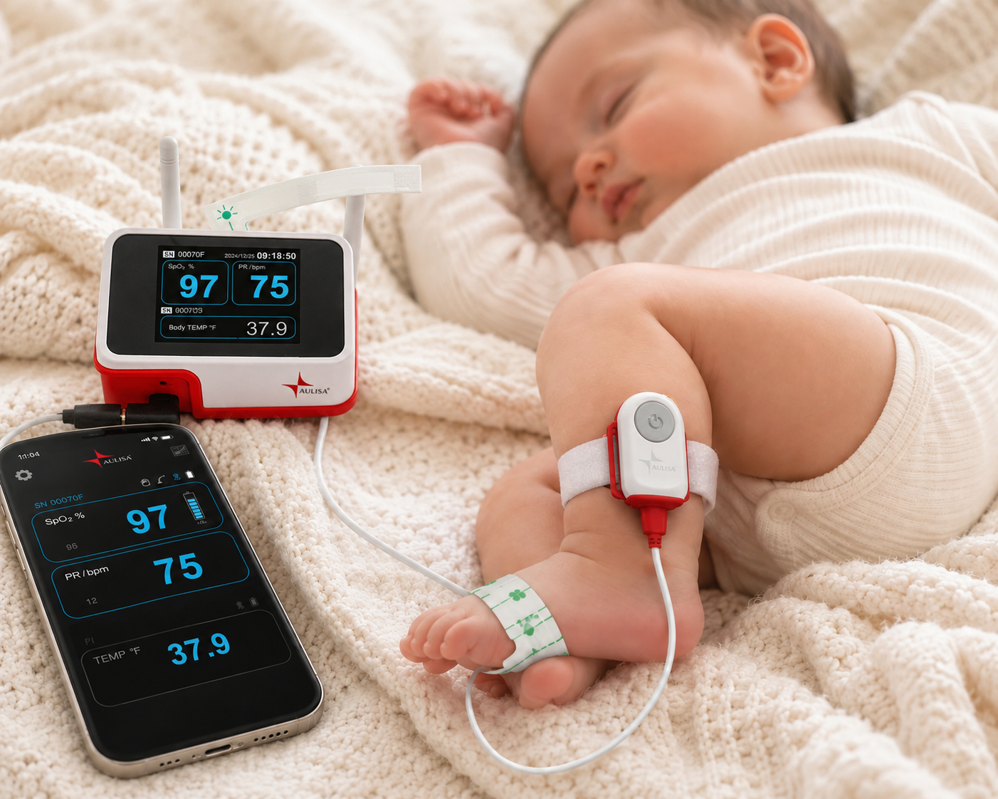 Gen 2 Guardian Angel® (24-Hour) GA1001 Lite Plus with NXP Gateway System - Remote Monitoring System with Gateway for Infants
